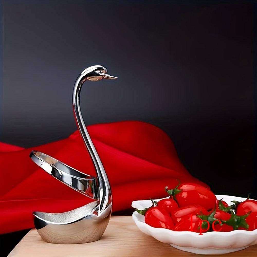 Stainless Steel Swan-Shaped Cutlery Rack and Decorative Plate Holder for Dining Tables and Parties
