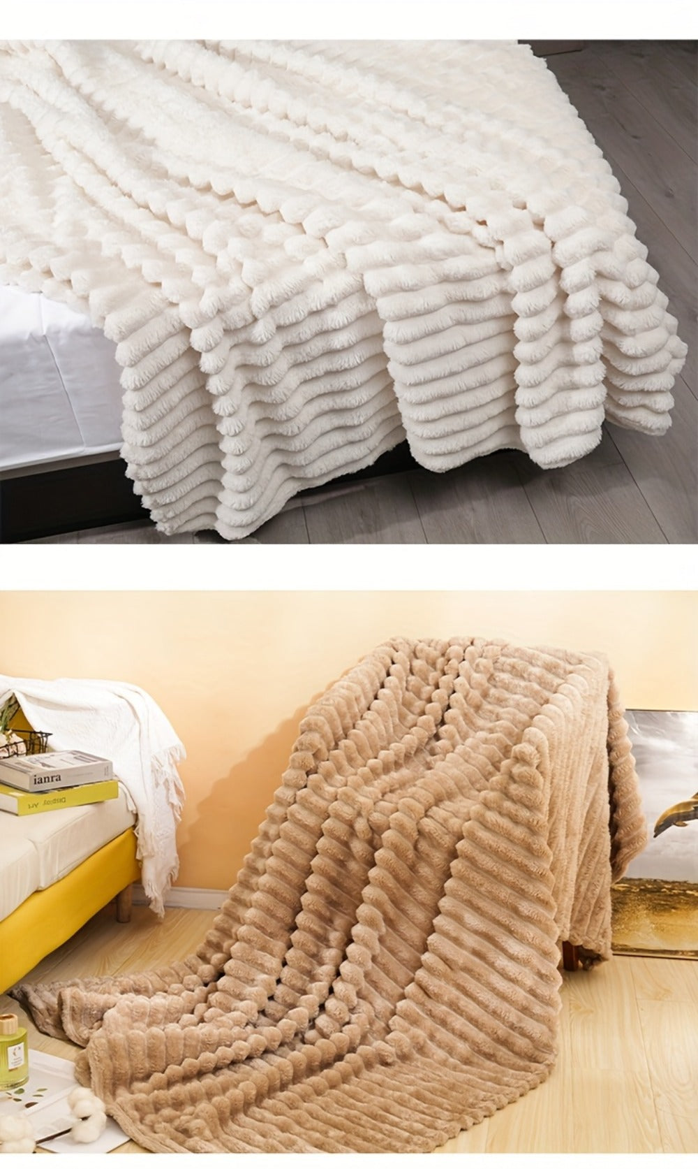 500gsm Heavy Plush Blanket – Ultra Thick Soft Warm Fluffy Blanket for Bed, Sofa & Travel, Baby to Double Size, 5 Colors