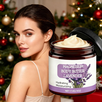 Lavender Magnesium Cream Body Lotion 4oz with Magnesium Chloride Lavender Oil Deep Moisturizing Muscle Relaxing Soothing Skin Nourishing for Women Men