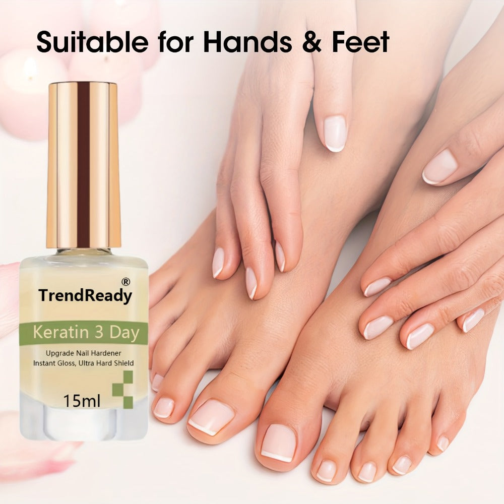 Clear Nail Care Coating Two-Bottle Set in 15 ml Square Bottles with Gold Caps and Beige Labels