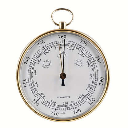 3.94-Inch Mechanical Barometer with Analog Pressure Dial, Hanging Ring and Wall-Mount Back