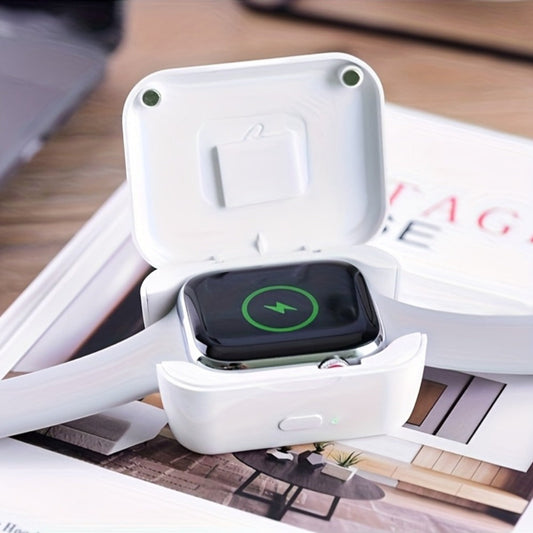 Portable Apple Watch Power Box Charger – Wireless Magnetic Fast Charging Compatible with iWatch Series 8 7 6 5 4 3 2 1 Compact Travel Charger No Outlet Needed White Gift for Apple Watch Users