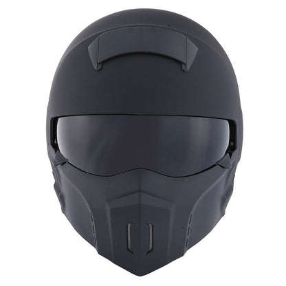 Motorcycle Helmet Convertible Full/Open-Face Shell with Detachable Mask, Smoked Shield, S-XL Sizes and Multiple Styles