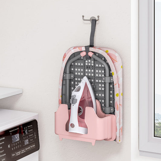 Tabletop Ironing Board with Iron Holder - Compact Portable Mini Ironing Board with Non-Slip Feet, Heat Resistant Cover, Space Saving Design for Small Spaces, Dorm, Travel - Pink