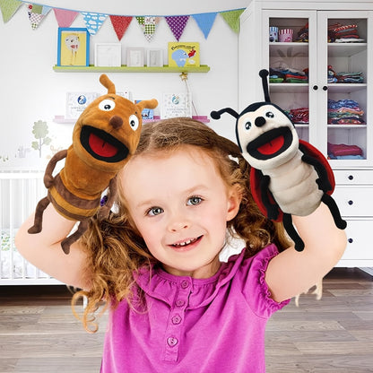Movable-Mouth Insect Hand Puppets in Bee, Ladybird, Dragonfly, Butterfly, Ant and Caterpillar Styles