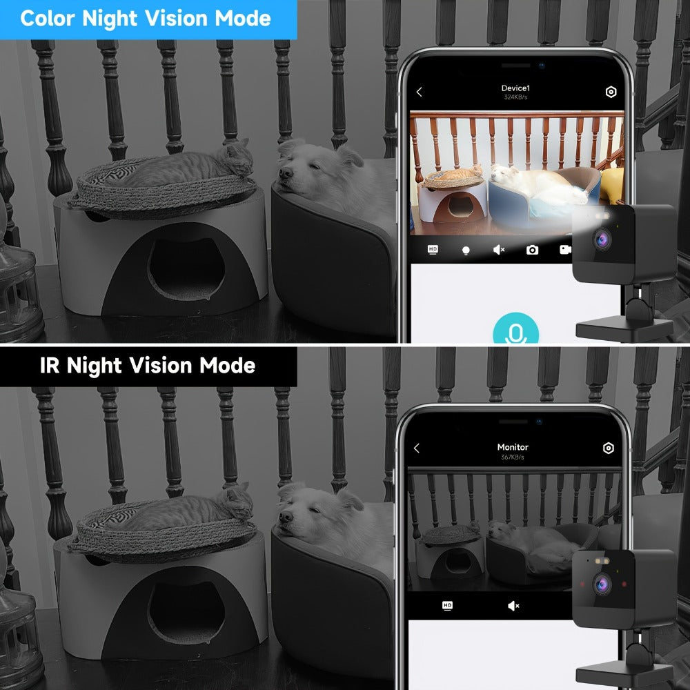 Indoor Security Camera 4-Pack Dual Band WiFi – Full Color Night Vision, Motion Detection Alerts, Two-Way Audio, Built-In Siren, Baby & Pet Monitor, 256GB SD & Cloud Storage for Home
