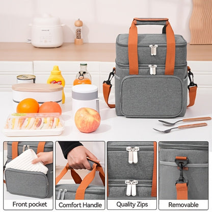 Double-Layer Lunch Carrier Bag with Shoulder Strap and One-Piece Checkout Options in Three Colors