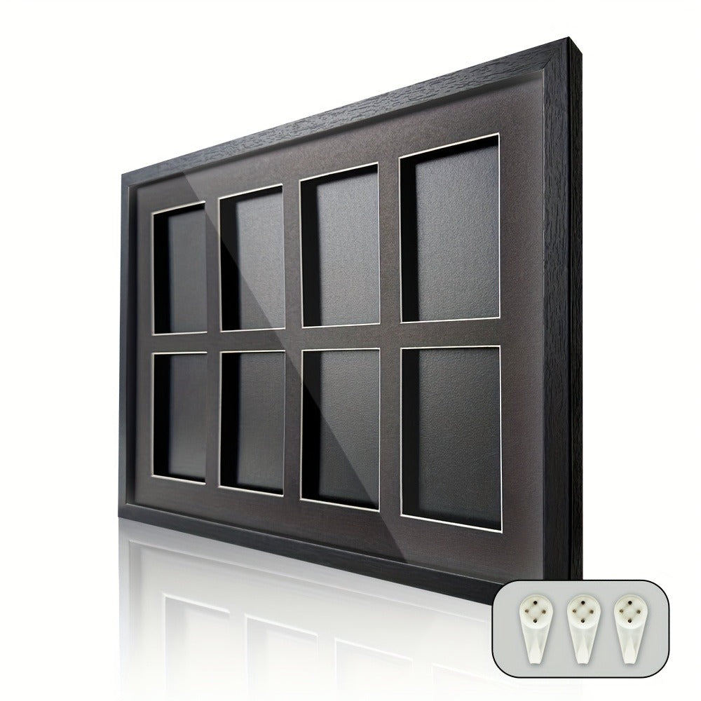 Wall-Mounted Trading Card Display Frame with Wood-Fiber Construction and 1, 2, 4, 6 or 10 Grid Options