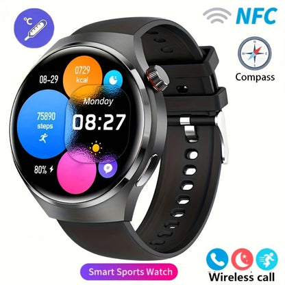 Smart Watch 360x360 Round Display with GPS, NFC, Wireless Calling and Five Strap Options for Men