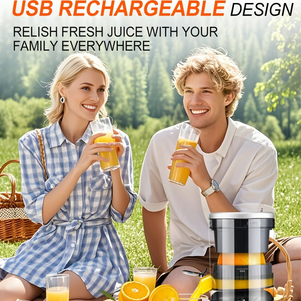 Electric Citrus Juicer Rechargeable USB-C – Portable Electric Orange Juicer Machine with 45W Motor, BPA-Free, Quiet Operation, Cleaning Brush Included, for Orange Lemon Lime