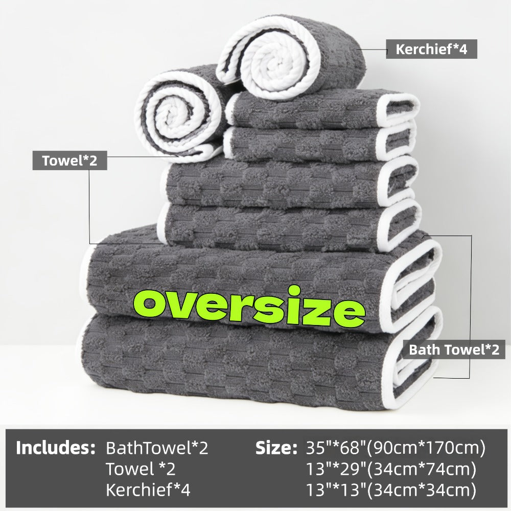 Bath Towels Set 4 or 8 Piece Microfiber Waffle Weave Collection in Gray, Pink, Blue and Beige