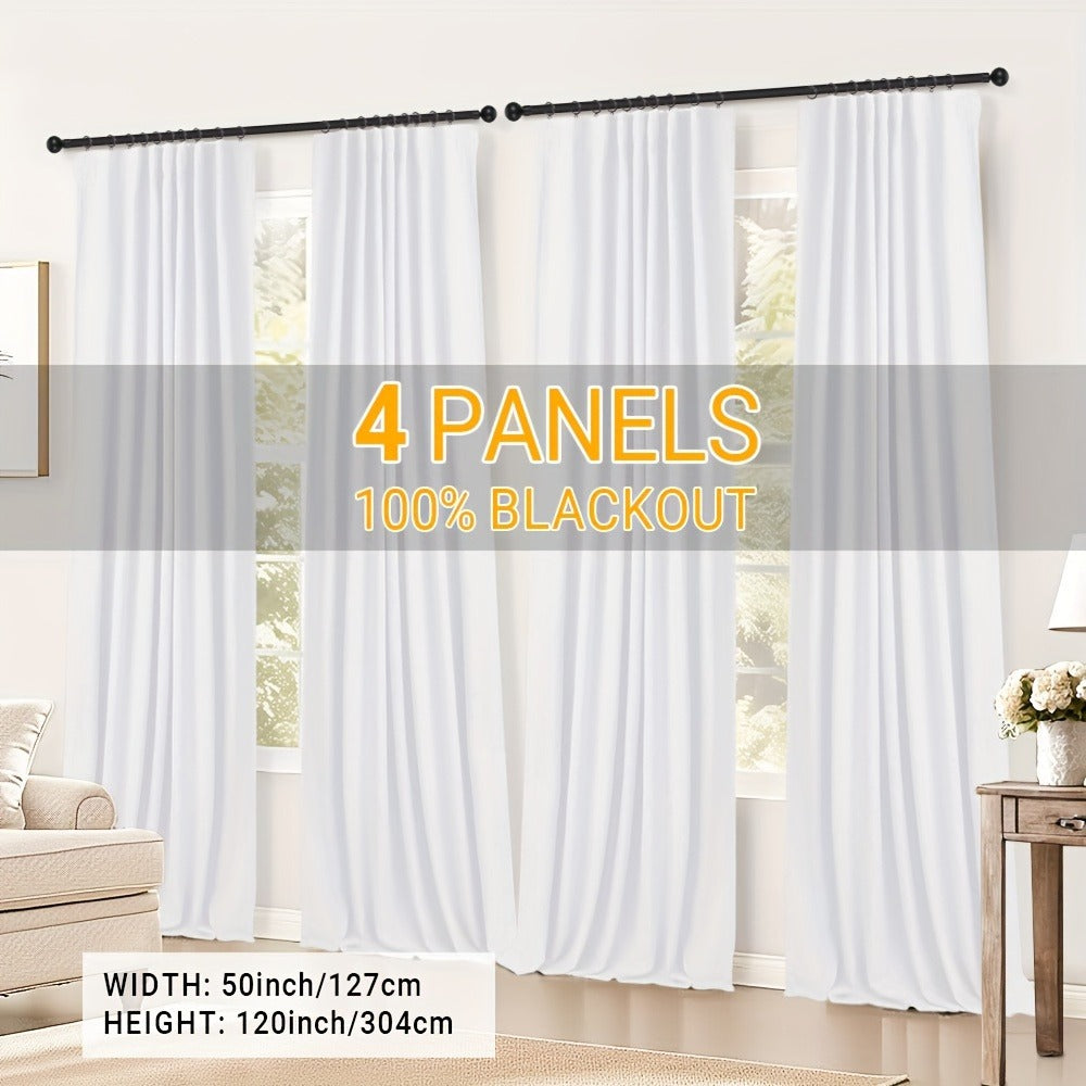 Four-Panel Textured Window Curtain Set in Ten Colors and 50-Inch Width with Four Exact Length Options