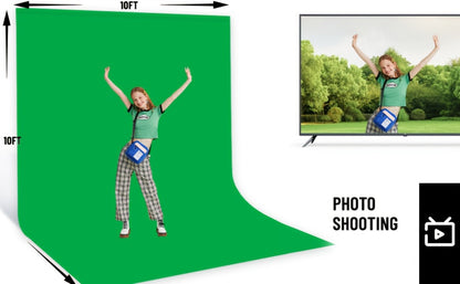 Green Screen Backdrop and Stand Kit with Crossbar, Two Tripods, Four Clamps and Exact 8.5 by 10 Foot Option