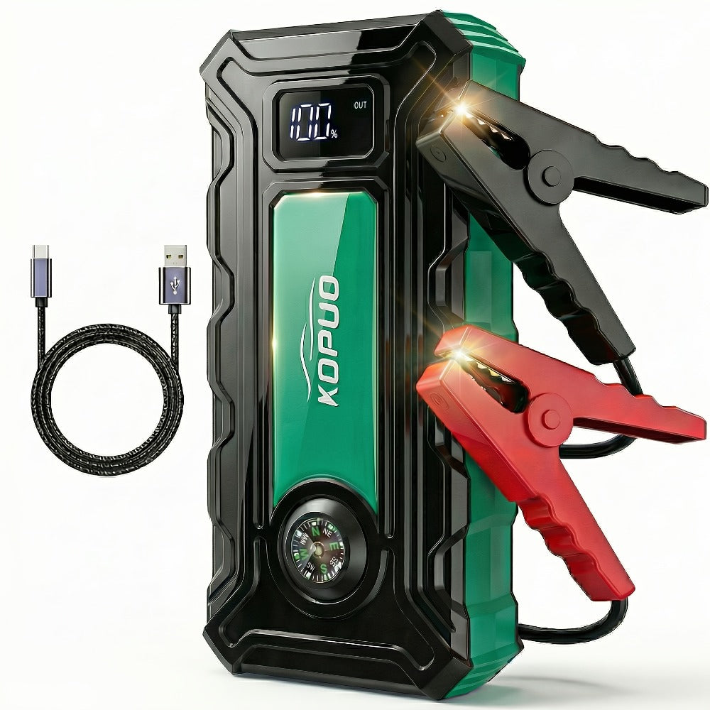 Car Jump Starter 6000A Portable Battery Booster Pack – 12V Emergency Start for Gas & Diesel Engines, Power Bank, LED Flashlight, LCD Display, Compact Camping Essential