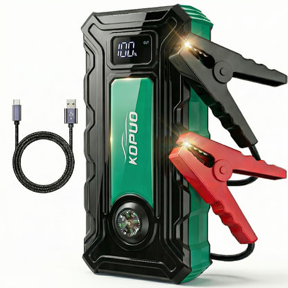 Car Jump Starter 6000A Portable Battery Booster Pack – 12V Emergency Start for Gas & Diesel Engines, Power Bank, LED Flashlight, LCD Display, Compact Camping Essential