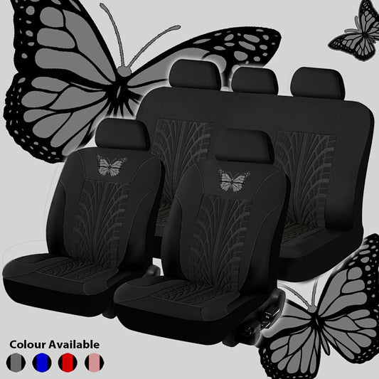 Car Seat Covers 5-Seat Butterfly Tire Pattern Set in Polyester Knit with Sponge and Eleven Colors