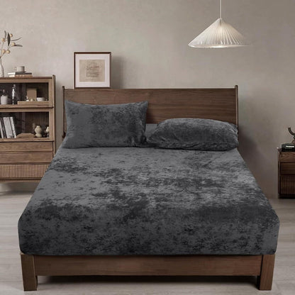 Sheet Set, Double-Sided Velvet Fitted Sheet with 12-to-16-Inch Pocket, One or Two Pillowcases and Eight Colors