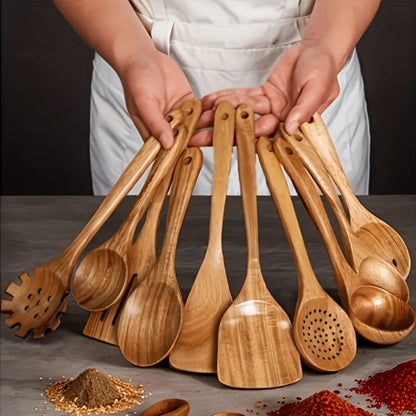 Wooden Kitchen Utensil Set with Five-, Six- or Ten-Piece Configurations and Optional Storage Box
