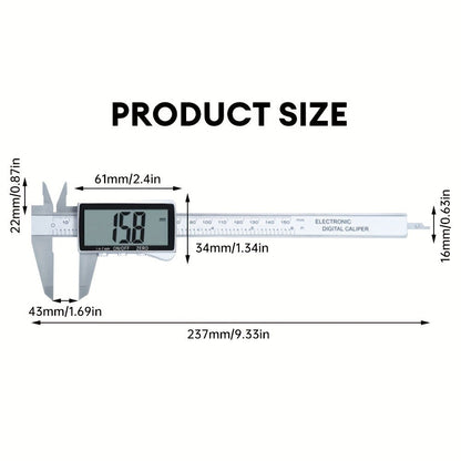 Digital Vernier Caliper with 150 mm Range, Inch/Millimeter Display and 237 mm Overall Length