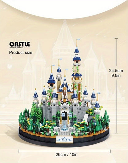 Fairytale Princess Castle Micro Building Block Set with 3,600 Pieces, 26 cm Display Base for Ages 14+
