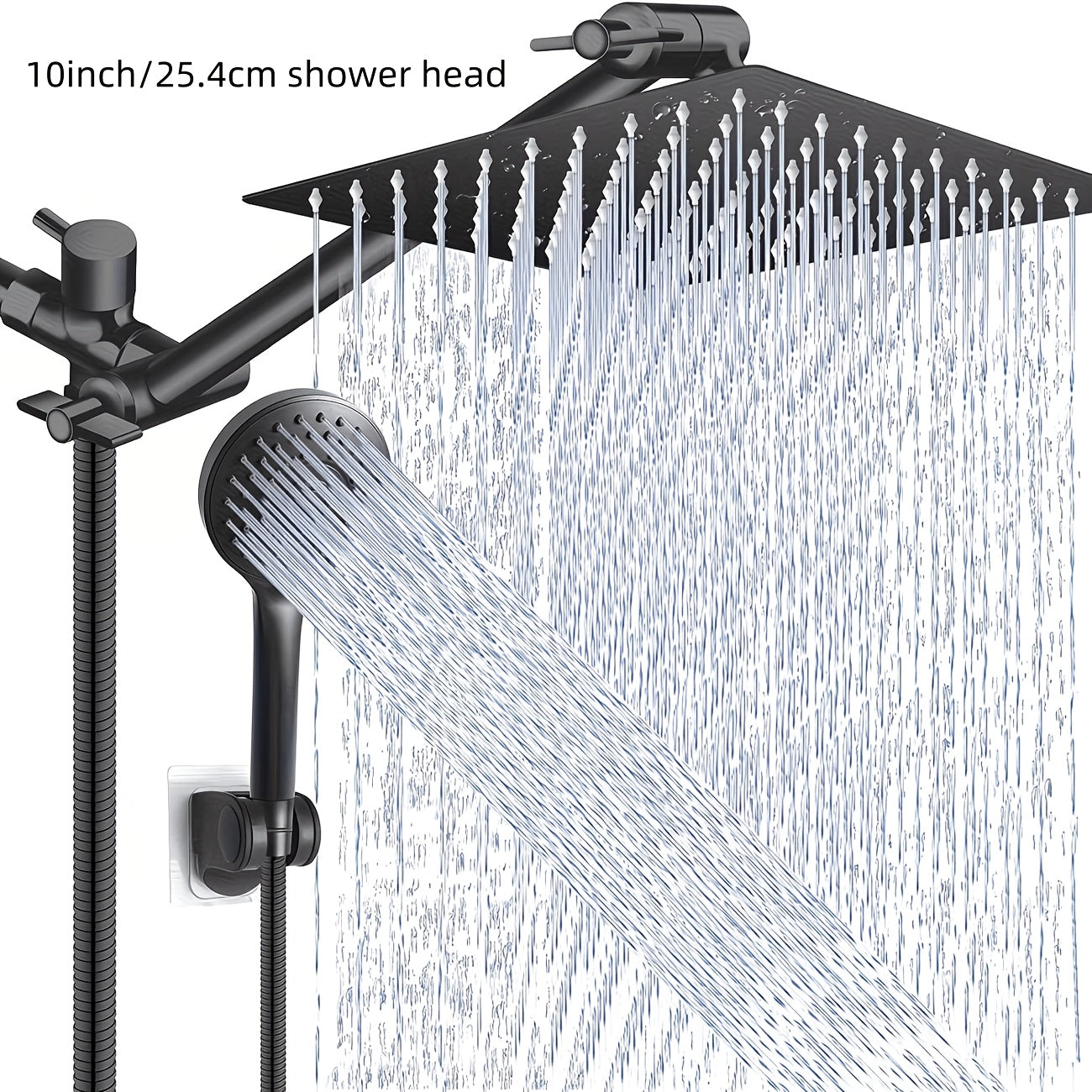 High Pressure Rainfall Shower Head Combo with Handheld Spray – 9 Spray Settings, 180° Adjustable Bracket, Stainless Steel Hose, Anti-Clog Nozzles, Modern Bathroom Shower System