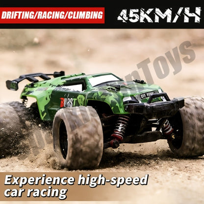 Remote Control Car, 1:16 Scale Alloy Off-Road Truck with 2.4GHz Control, 45KM/H Source Speed, LED Lights and Rechargeable Battery