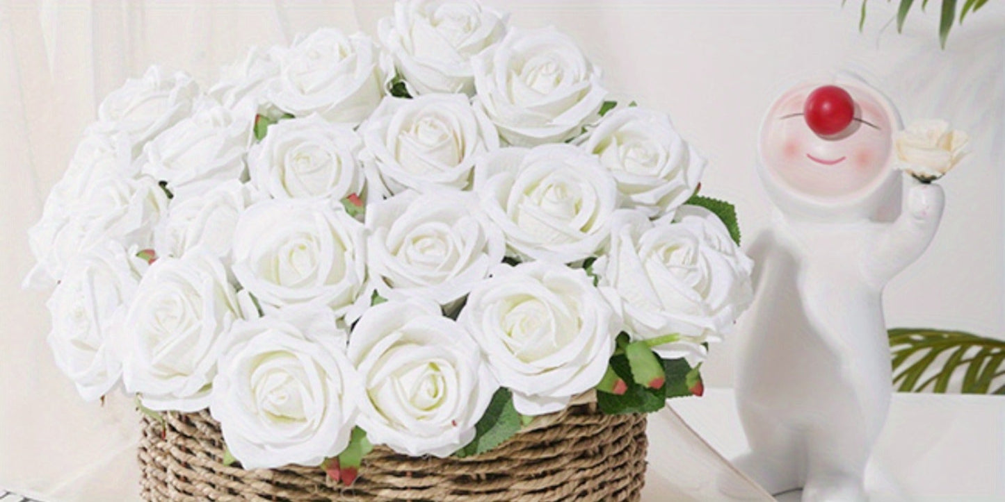 Artificial Flowers Long-Stem Velvet Rose Set in 50 or 100-Piece Variant Options across Five Colors