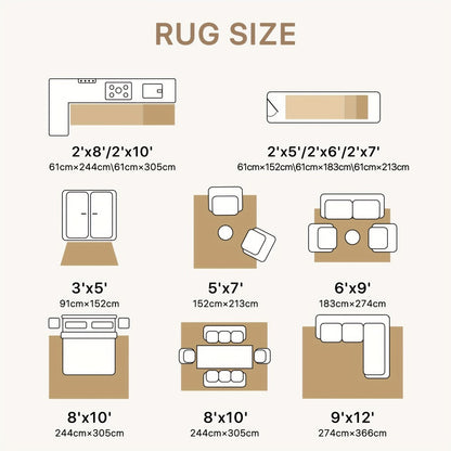 Area Rug Vintage Chenille Print in Light Taupe Brown with Eight Runner and Room Size Options