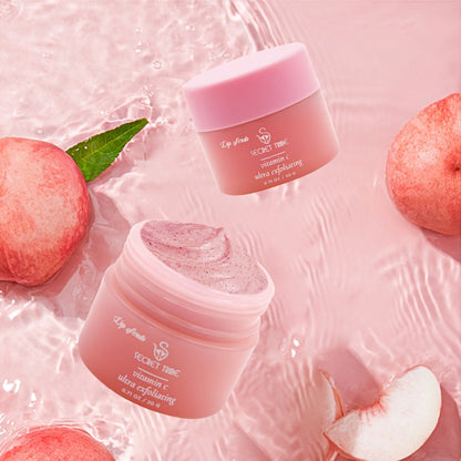 Three-Piece Lip Care Set with Lip Mask, Balm, Scrub and Brush in Strawberry and Peach-Labeled Format