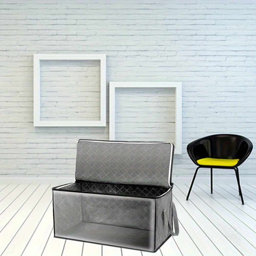Storage Bag Set, 3-Piece Gray Foldable Closet Organizers with Clear Front Windows, Zipper Closures and Carry Handles