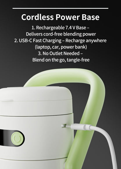 Cordless Portable Blender 33oz USB Rechargeable - Ice Crushing Blender for Smoothies & Shakes