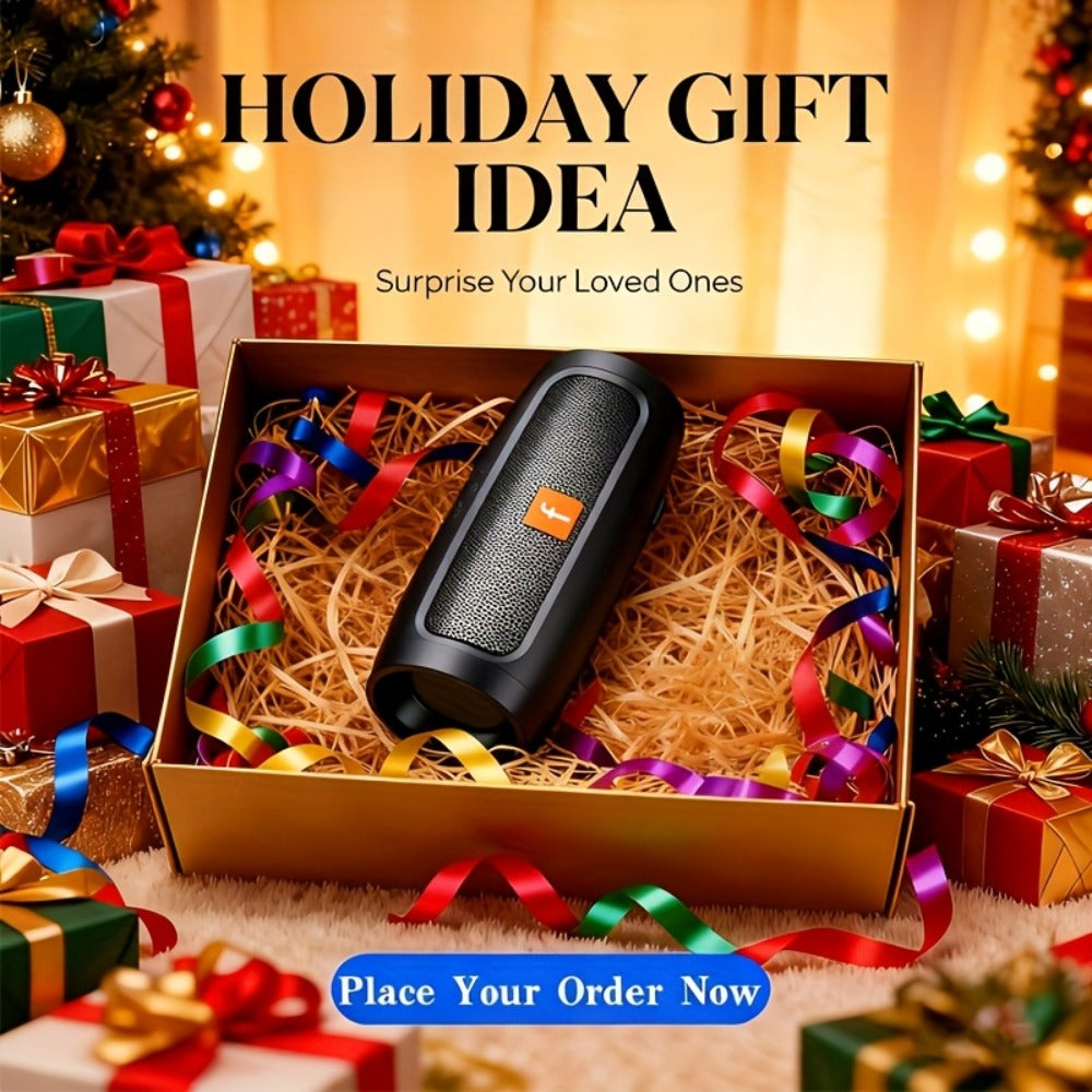Portable Bluetooth Speaker with RGB Lights & Subwoofer – 5.2 Panoramic Surround Sound, Dual Speakers, Small Stereo Wireless Speaker for Home, Desktop, Holiday Gift for Men & Women