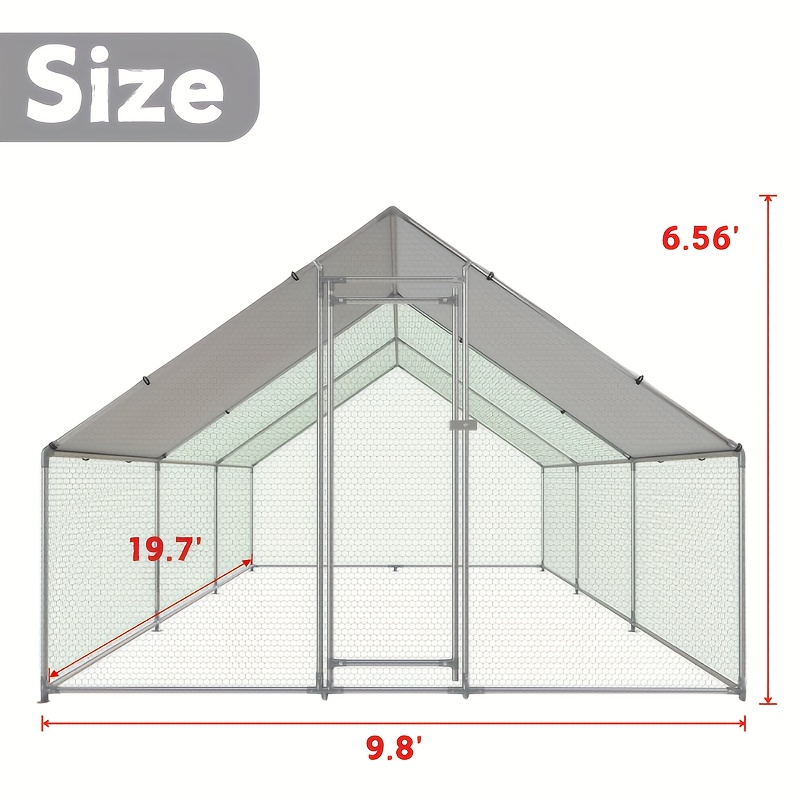Walk-In Metal Poultry Enclosure in Six Size Options with Mesh Walls, Door and Partial Roof Cover