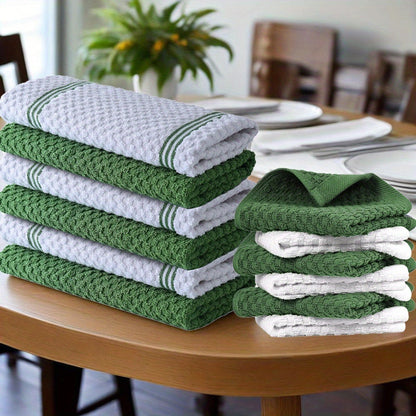 Twelve-Piece Cotton Kitchen Towel Set with Six 15 x 25-Inch Hand Towels and Six 12 x 12-Inch Washcloths