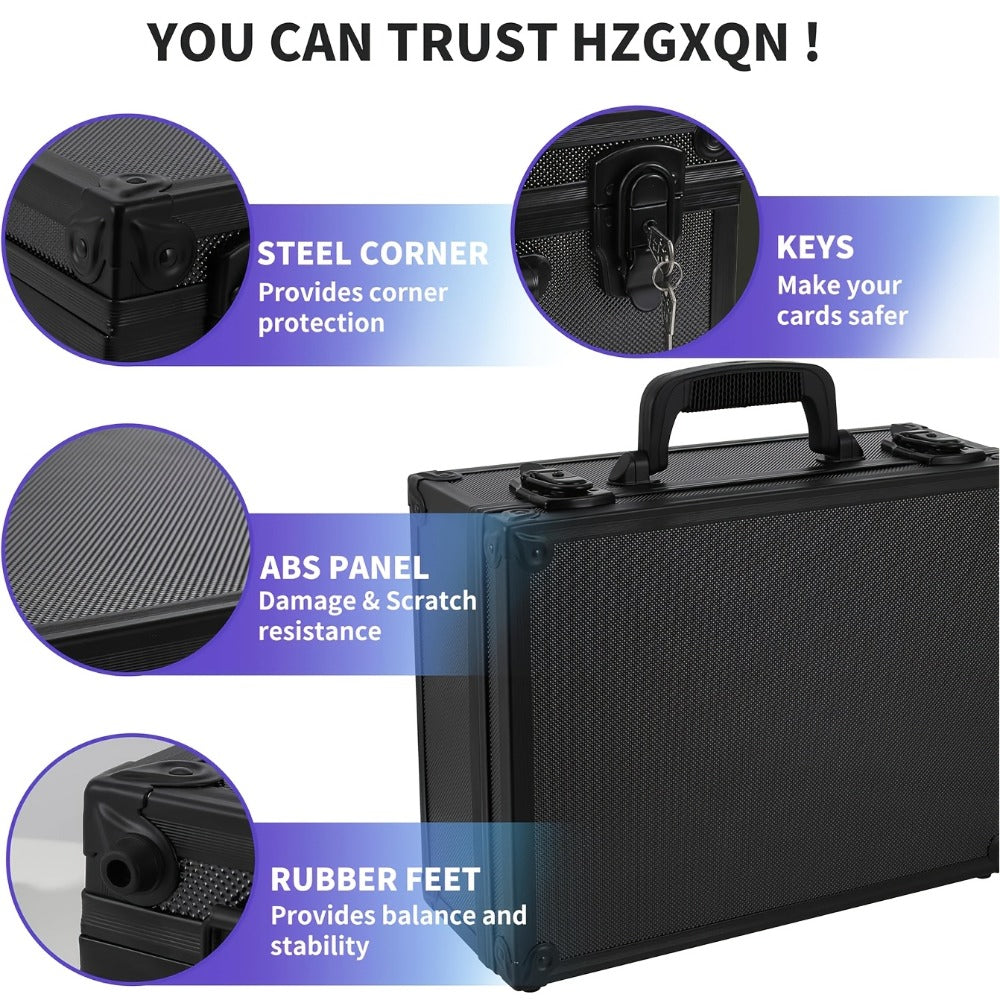 Two-Piece Hard Carrying Case Set for Trading Card Holders with Foam Dividers and Pictured Lock Hardware