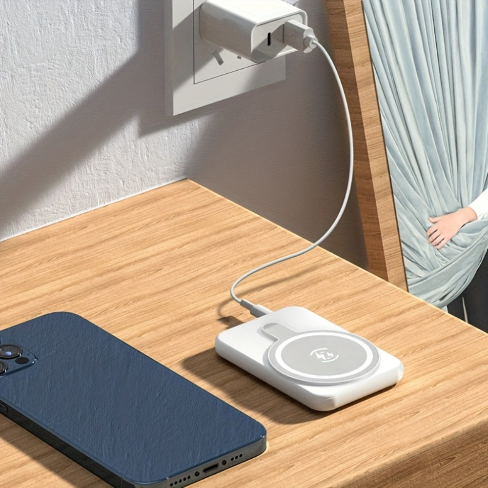Slim Pocket Magnetic Power Bank 5000mAh 10000mAh with LED Display Wireless Charging Type-C Micro USB Input Fast Charge Battery Pack for iPhone 16 15 14 13 12 Samsung Android Travel