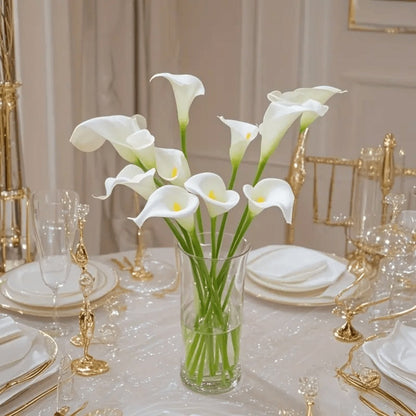 Artificial Calla-Style Flower Bouquet, 20-Piece 13.5-Inch Stem Set in White, Black, Red or Orange