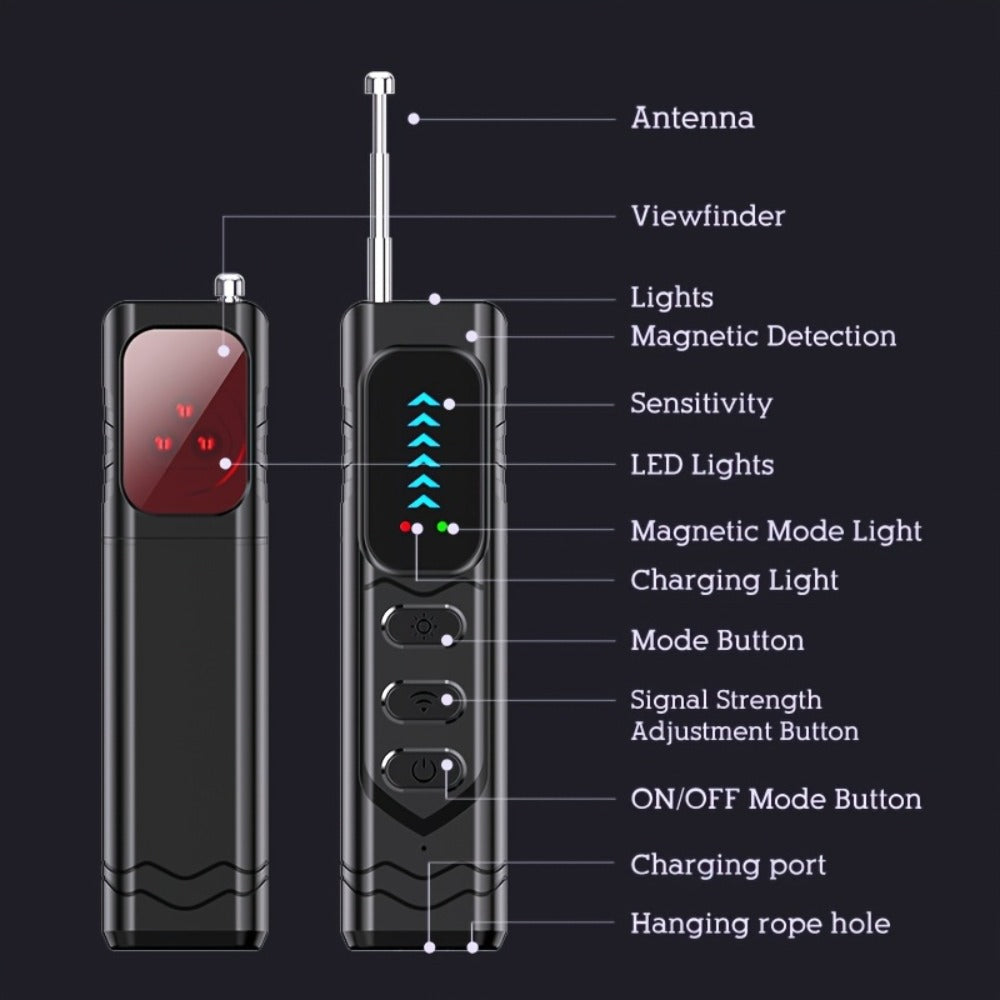 Smart Bug Detector Anti-Spy Camera Finder with Anti-Eavesdropping, Anti-Tracking & Anti-Stealing Detection