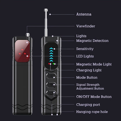 Smart Bug Detector Anti-Spy Camera Finder with Anti-Eavesdropping, Anti-Tracking & Anti-Stealing Detection