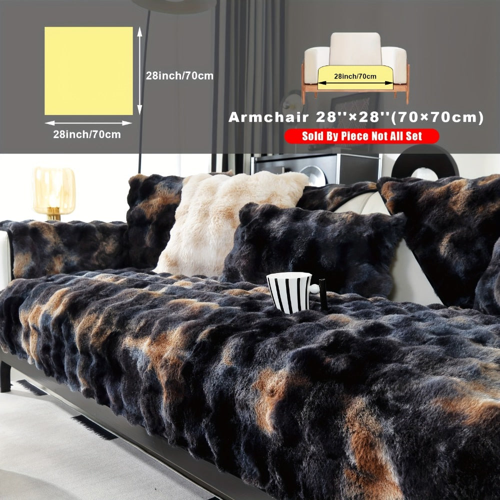 Sofa Cover, Faux-Lamb Plush Gradient Couch Pad in Five Colors with Armchair, Backrest and Seat Sizes