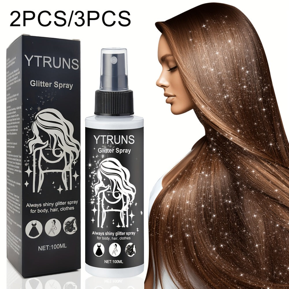 Two- or Three-Piece Body Glitter Spray Set for Hair and Skin in Source-Labeled Pack Options