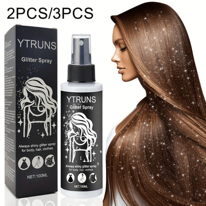 Two- or Three-Piece Body Glitter Spray Set for Hair and Skin in Source-Labeled Pack Options