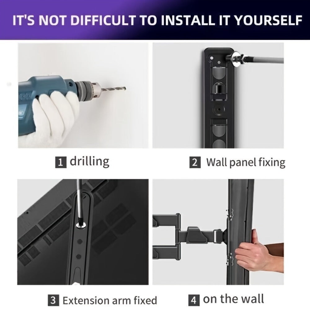 Single-Arm TV Wall Mount for 22-55 Inch Screens with Swivel, Tilt and Square Screen Plate Design
