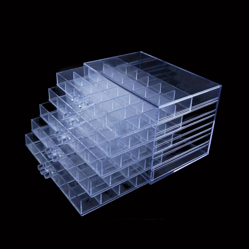 Jewelry Storage Box 5-Layer Drawer Organizer – Transparent Nail Art Accessory Storage Container for Earrings Rings Necklaces Beads 120 Cells