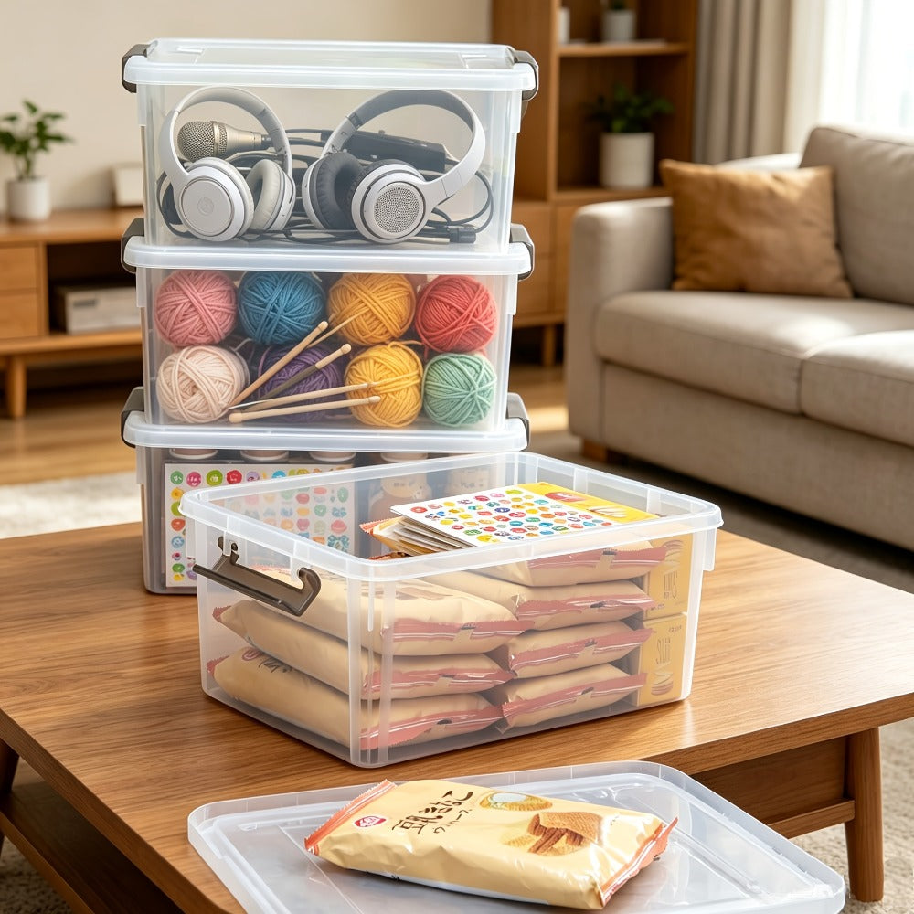 Plastic Storage Bins with Lids 4 Pack 17 Quart Stackable Clear Storage Containers with Latching Lids for Garage Closet Bedroom Basement Kitchen Organization