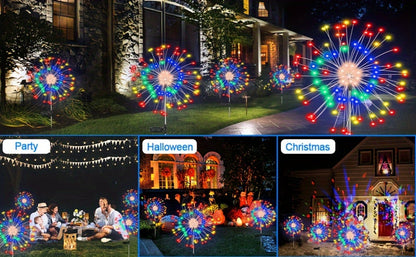 Solar Fireworks Lights Outdoor – 60 to 420 LED Solar Garden Fairy Lights with 8 Modes, Waterproof Copper Wire Sparkler Lights for Garden, Patio, Yard, Pathway & Holiday Decoration