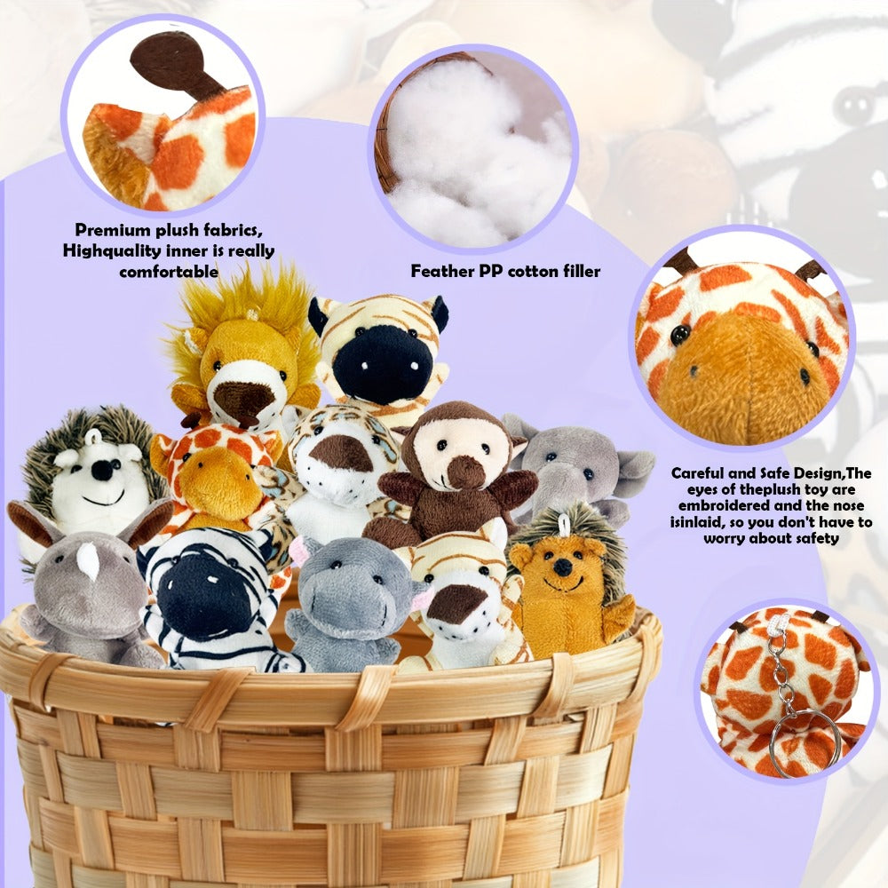Stuffed Animal Mini Forest Animal Set with 12- or 24-Piece Pack Options for Party Favors and Prizes