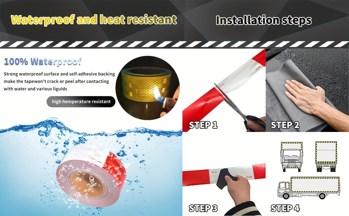 DOT-C2 Reflective Tape 2"x60' High Intensity Prismatic Self-Adhesive Safety Strip – Waterproof Wear-Resistant Ultra Bright for Cars Trucks Bikes Helmets Jackets & Outdoor Gear