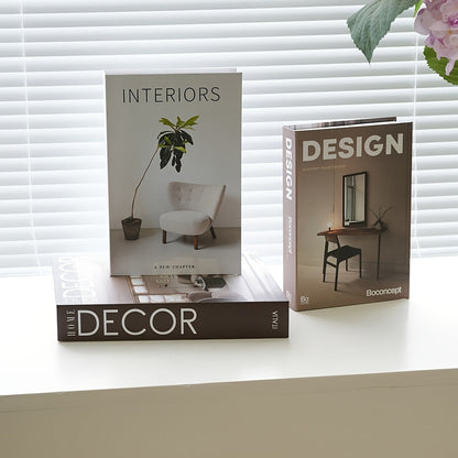 Three-Piece Nordic Faux Book Decor Set with Interiors, Design and Decor Covers for Shelf Styling