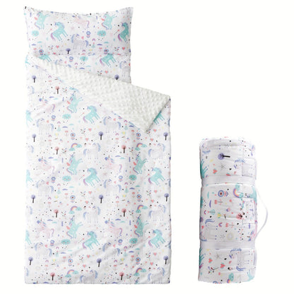 Kids Nap Mat Roll-Up Sleeping Mat for Daycare & Travel - 100% Polyester, Machine Washable, Fun Prints